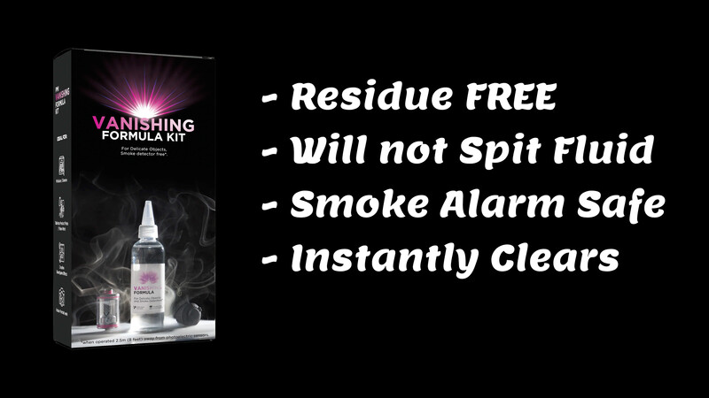 Vanishing Formula Kit product box with liquid bottle and key feature callouts on black background